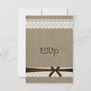 Burlap rustique et Vintage Lace Mariage RSVP