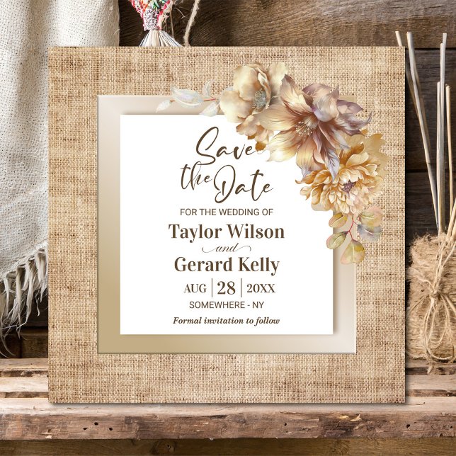 Burlap Rustique mariage floral Enregistrer la date (Créateur téléchargé)