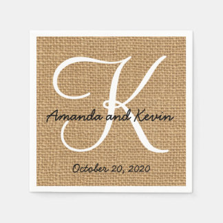 Burlap Rustique Monogramme serviettes en papier