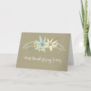 Burlap Spring Flowers Merci Bridesmaid Soeur