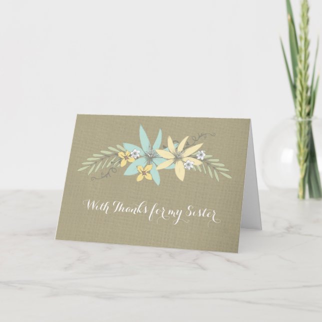 Burlap Spring Flowers Merci Bridesmaid Soeur (Devant)