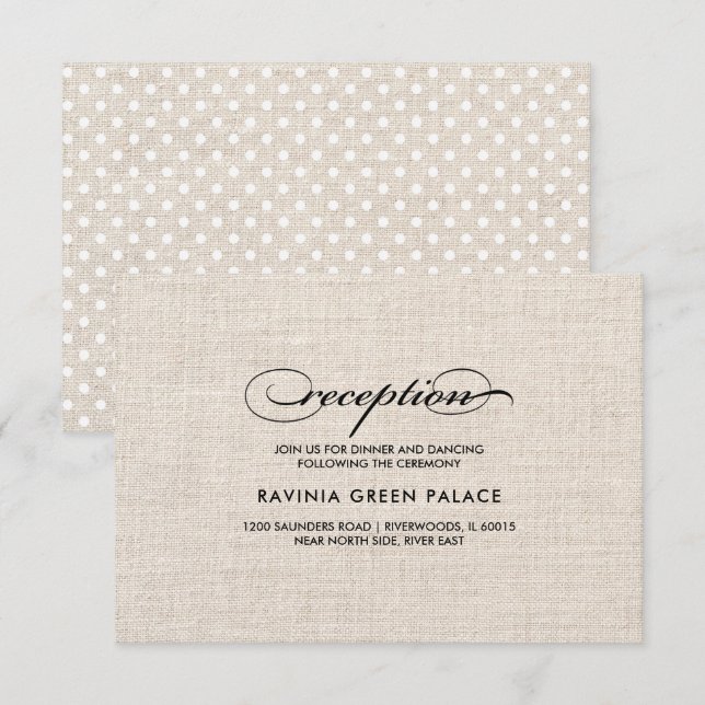 Burlap Texture Polka Dot Motif Carte de réception (Devant / Derrière)