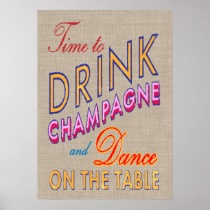 Burlap Time to Dragne Poster Champagne