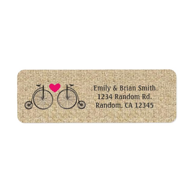Burlap Vvélos vintages étiquettes d'adresse de ret (Devant)