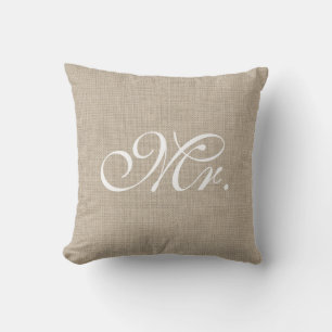 Burlap & White Monsieur le Coussin