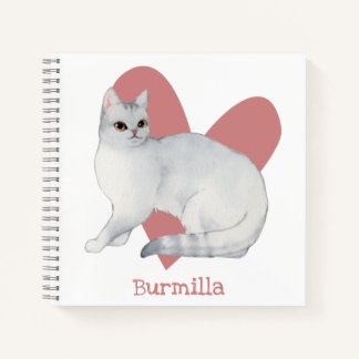 Burmilla Chat Watercolor Kitty Pink Heart Journal