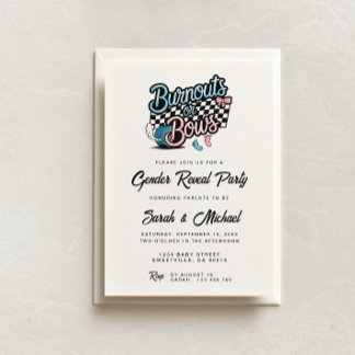 Burnouts ou Bows Genre Reveal Party Invitation