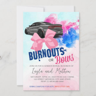 Burnouts ou Bows Genre Révéler Invitation