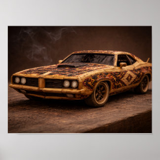 Burnt Match Vintage Muscle Car — Affiche Texturée