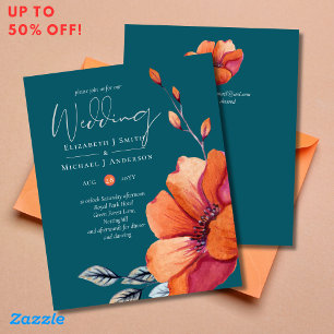 Burnt Orange et Noir Mariage Turquoise Invite BUDG