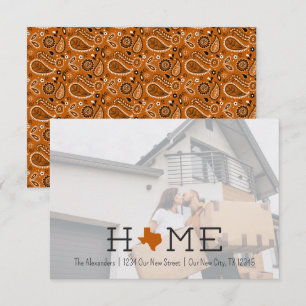 Burnt Orange HOME Texas Moving Faire-part