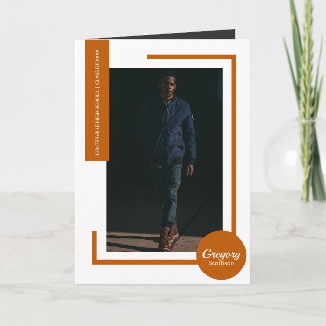 Burnt Orange Modern Photo Graduation Invitation (Devant)