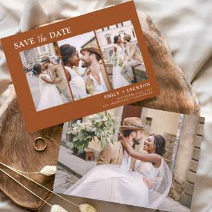 Burnt Orange Save the Date 4 Photo Simple