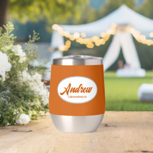 Burnt Orange Stylisé Nom Mariage Groomsman