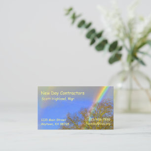 Bus. Carte - Double arc en ciel sur les arbres