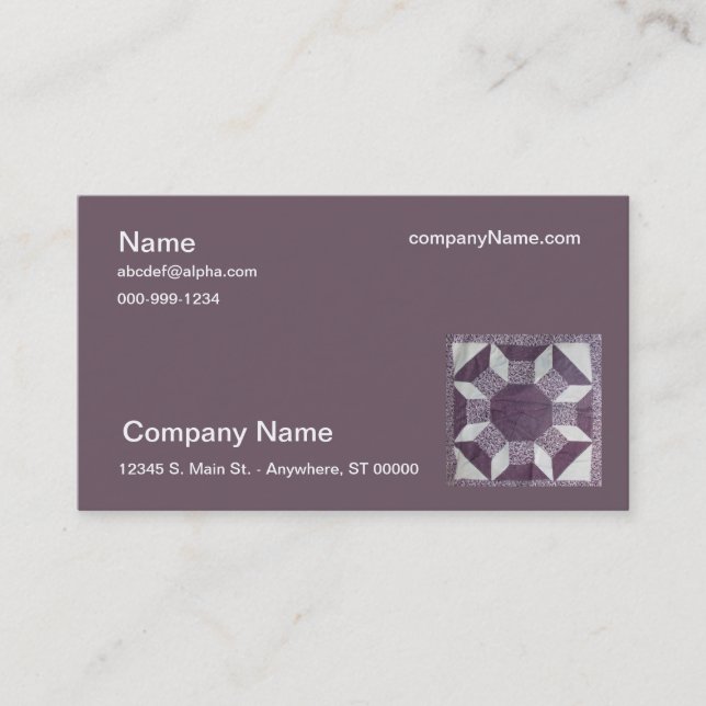 Bus. Carte - motif de courtepointe violet (Devant)