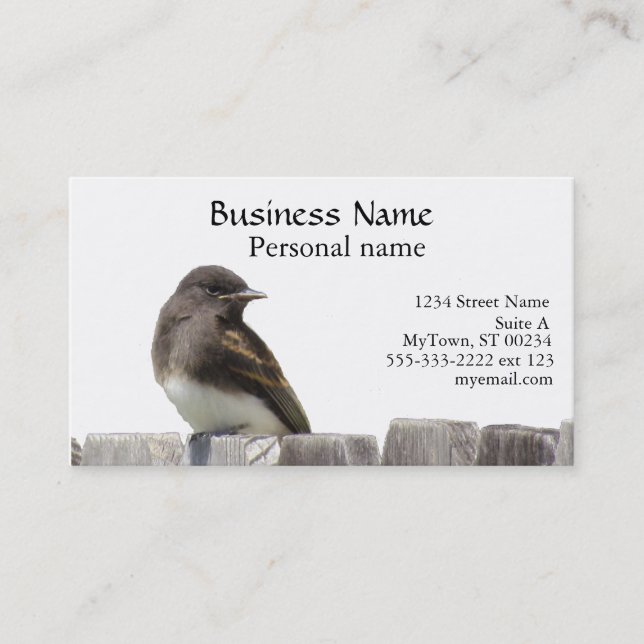 Bus. Carte - Oiseau sur clôture (Devant)