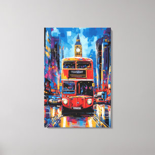 Bus de Londres Pop Art avec Big Ben en toile de fo