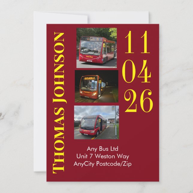 Bus Depot Tour Invitation Personalized (Devant)