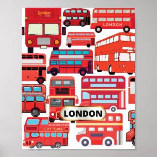 Bus londoniens : affiche surannée et fonctionnelle
