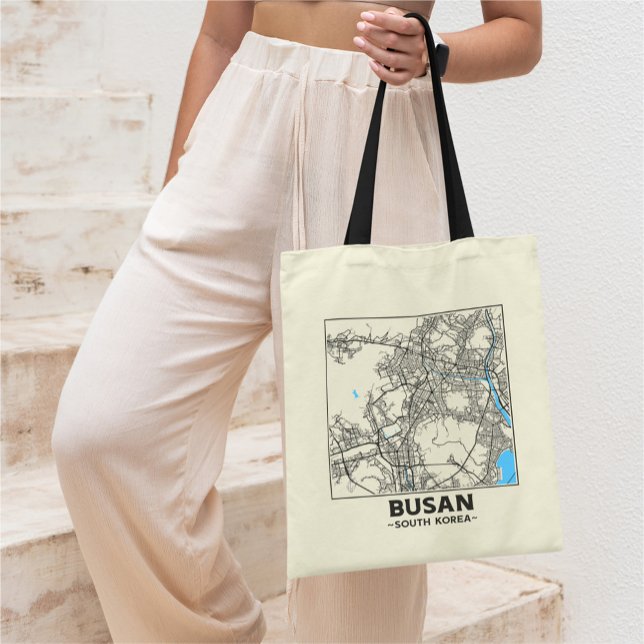 Busan, South Korea City Map Tote Bag (Créateur téléchargé)