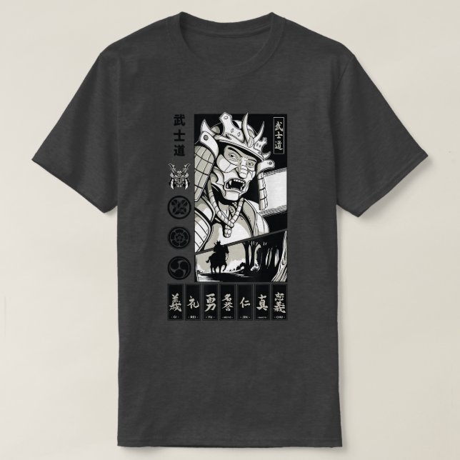Bushido Samurai Japonais guerrier T-shirt (Design devant)