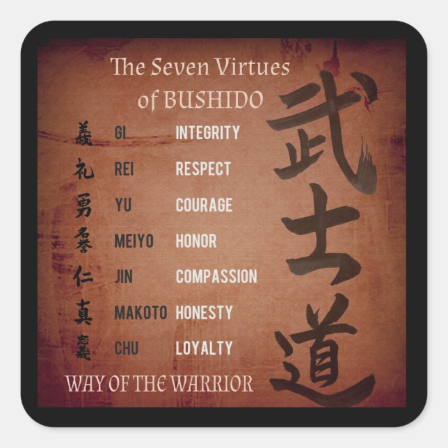 BUSHIDO VIRTUES CARRÉ STICKER (Devant)