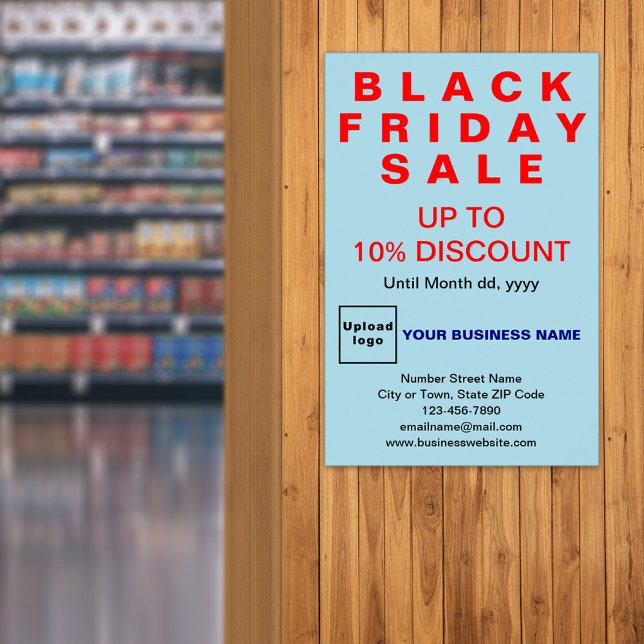 Business Black Vendredi Vente Light Blue Poster (Black Friday Sale on light blue poster)