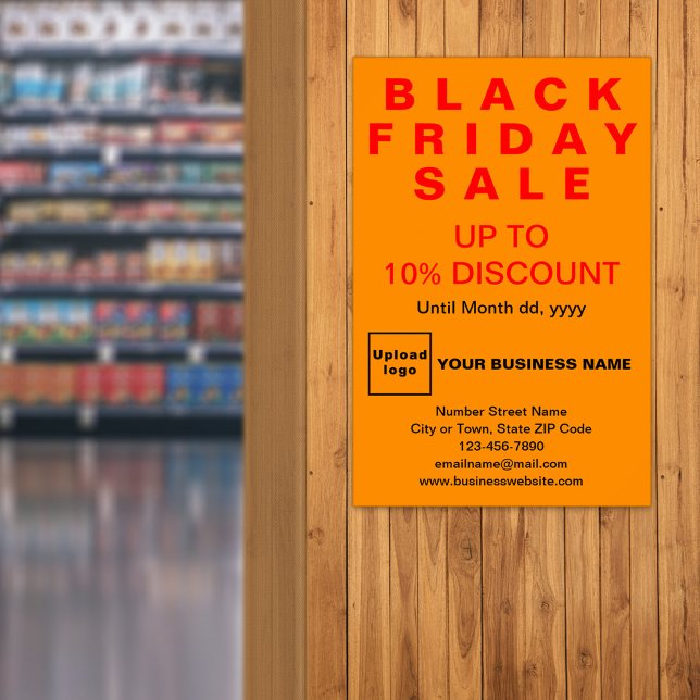 Business Black Vendredi Vente Orange Color Poster (Black Friday Sale on orange poster)