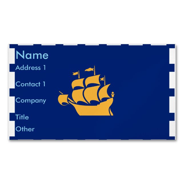 Business Card Magnet with Flag of Quebec City (devant)