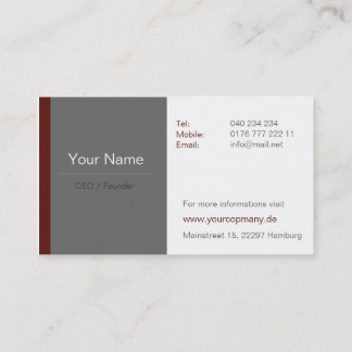 Business cartes de visite professionnel brun/rouge