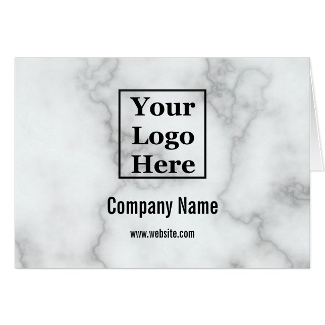 Business Faux Marbre blanc Votre carte de logo (Devant horizontal)
