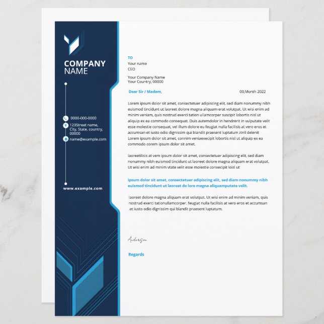 Business letterhead template (Devant / Derrière)
