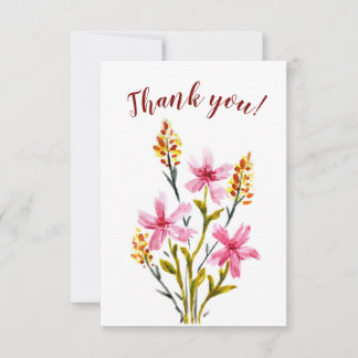 Business merci avec des fleurs d'aquarelle