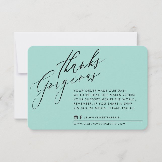 BUSINESS MERCI chic calligraphie menthe vert (Devant)