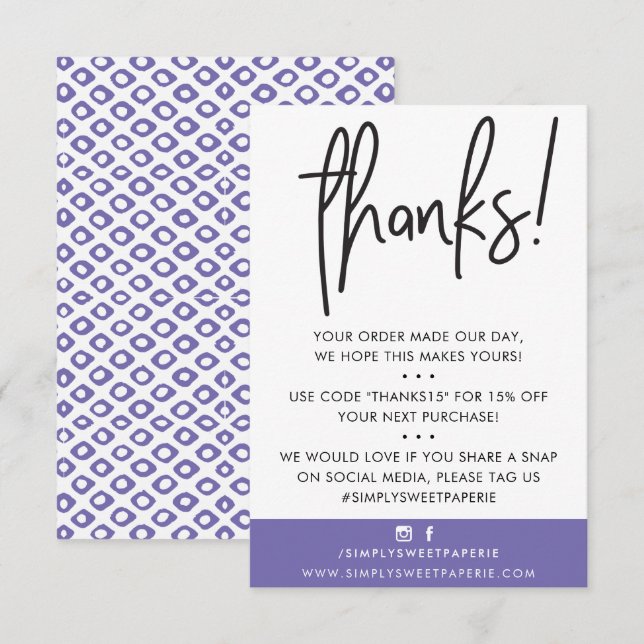 BUSINESS MERCI client moderne violet ikat (Devant / Derrière)