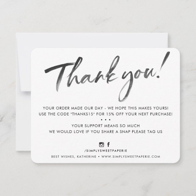 BUSINESS MERCI élégant encre couleur d'eau noir (Devant)