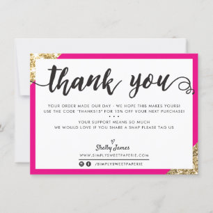 BUSINESS MERCI moderne angle script or rose