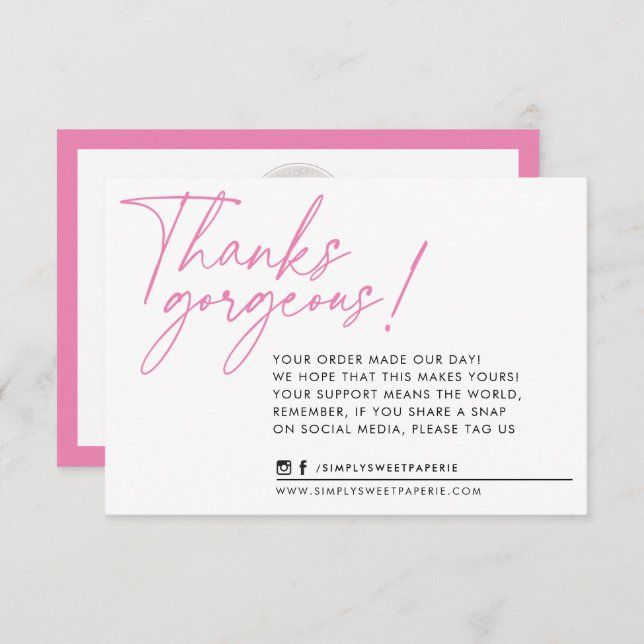 BUSINESS MERCI moderne bille rose (Devant / Derrière)