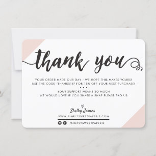 BUSINESS MERCI moderne chic corners script rose