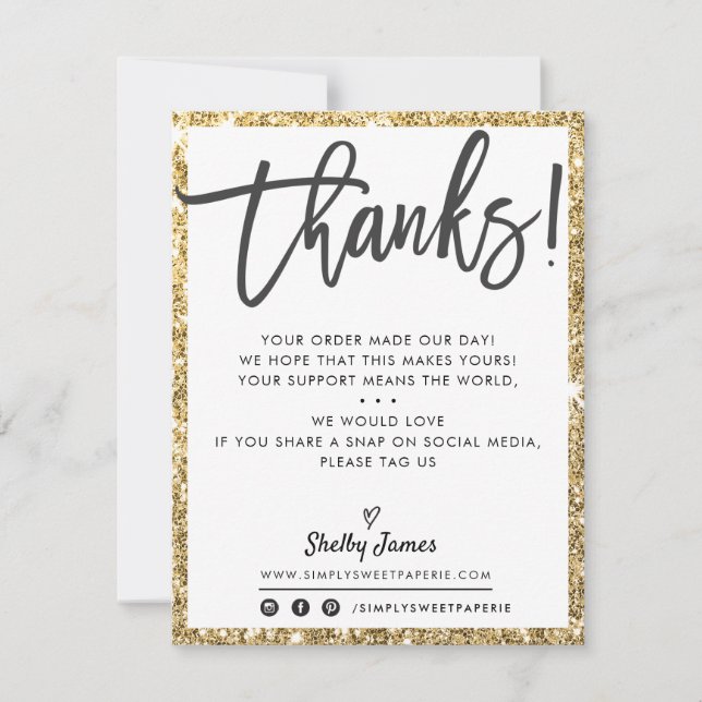 BUSINESS MERCI moderne chic or noir parties scinti (Devant)