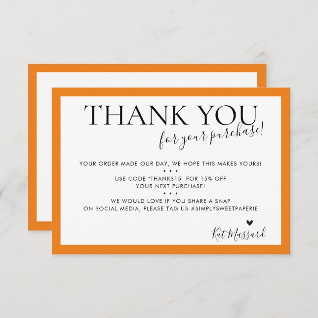 BUSINESS MERCI moderne chic orange vif (Devant / Derrière)