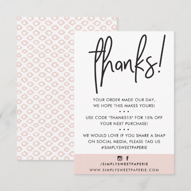 BUSINESS MERCI moderne client blush rose ikat (Devant / Derrière)