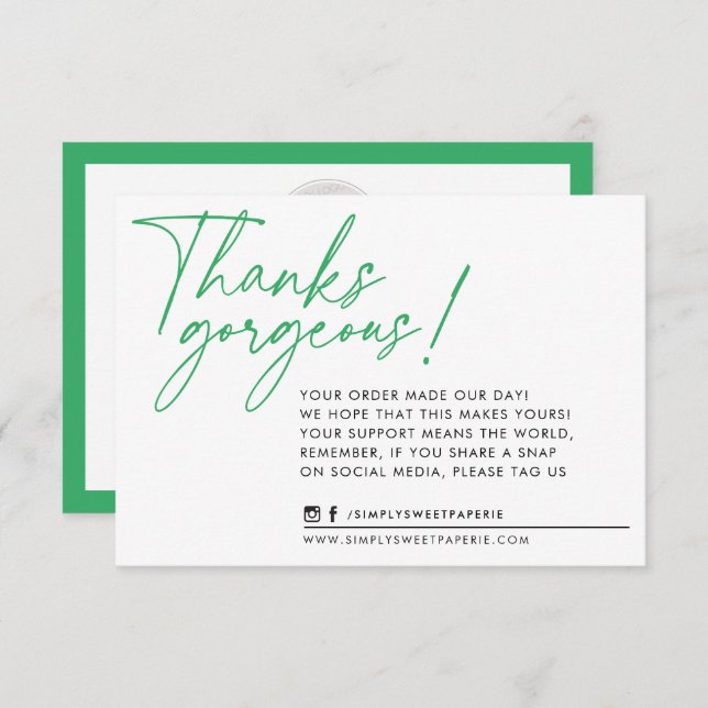 BUSINESS MERCI moderne stylo à bille vert (Devant / Derrière)