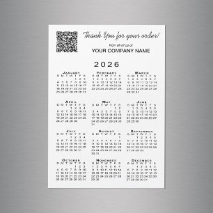 Business Merci QR Code 2026 Calendrier Magnet