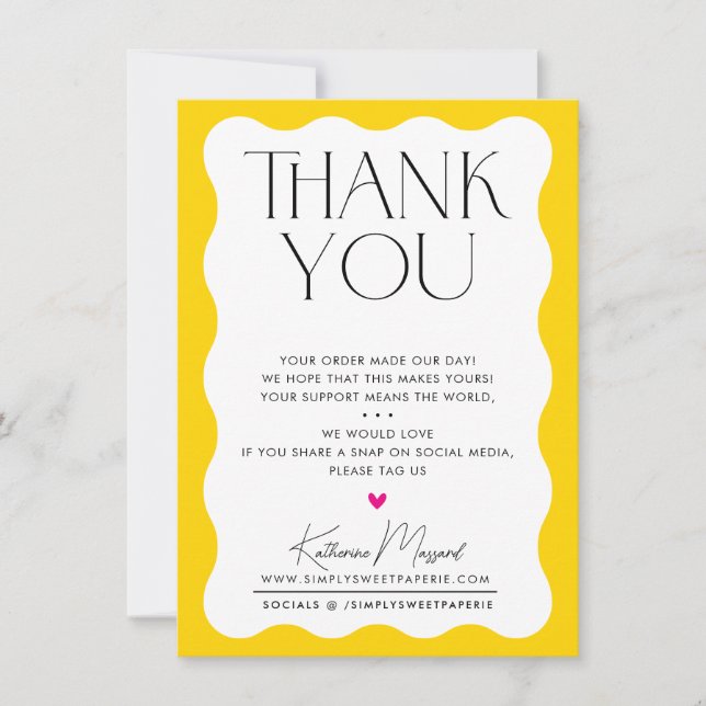 BUSINESS MERCI tendance élégant serif jaune (Devant)