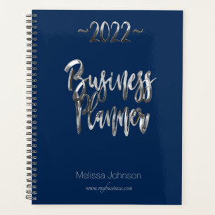 Business Planner 2022 Script bleu et gris moderne