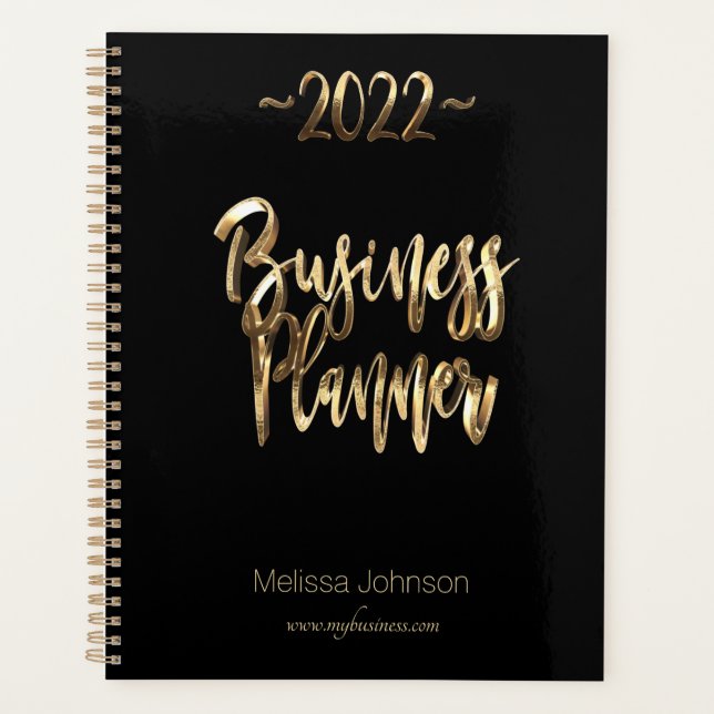 Business Planner 2022 Script noir et or moderne (Devant)
