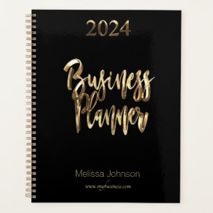 Business Planner 2024 Script noir et or moderne