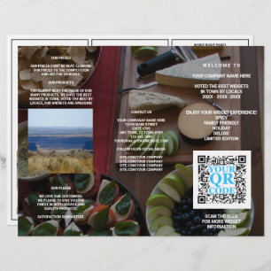 Business QR Code Cool photo foncé Tri-Fold Menu